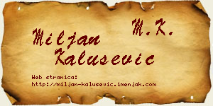 Miljan Kalušević vizit kartica
